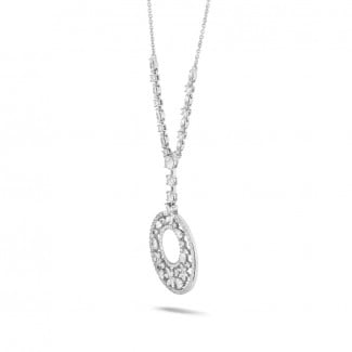 Alta gioielleria - Collana da 7,70 carati in oro bianco con diamanti rotondi, marquise, a goccia e a forma di cuore