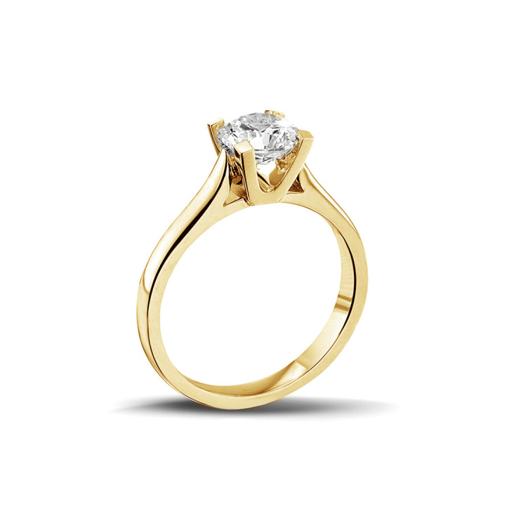 Anello solitario con diamante da 1,00 carati in oro giallo