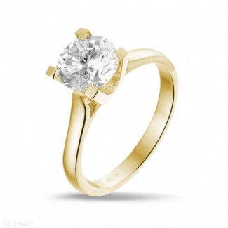 Anello con brillante - Anello solitario con diamante da 1,50 carati in oro giallo