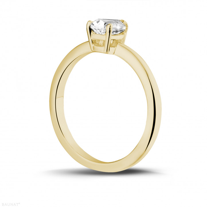 Anello solitario da 1,00 carati in oro giallo con diamante a forma di pera