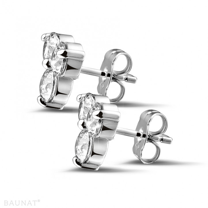 Orecchini trilogy con diamanti da 2,00 carati in oro bianco