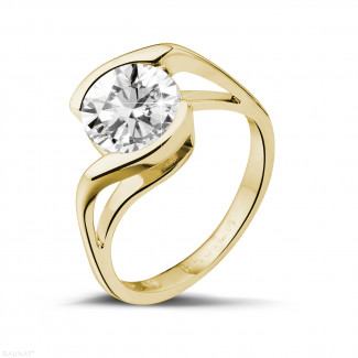 Anello solitario con diamante da 2,00 carati in oro giallo