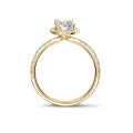 2.00Ct halo ring in yellow gold with oval diamond