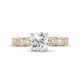 0.90 carat solitaire stackable ring in red gold with a round diamond with marquise design