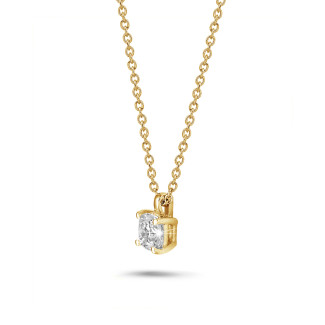 ネックレス - 1.00 carat solitaire cushion cut diamond pendant in yellow gold