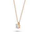 1.00 carat solitaire cushion cut diamond pendant in red gold