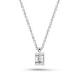 1.00 carat solitaire emerald cut diamond pendant in white gold