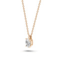1.00 carat solitaire oval cut diamond pendant in red gold