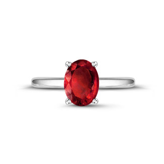 エンゲージリング - Ring in white gold with oval ruby