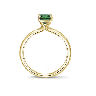 ルビー、サファイヤ、エメラルド付きのジュエリー - Solitaire ring in yellow gold with an emerald