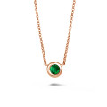 Satellite pendant in red gold with a round emerald