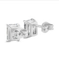 2.00 carat solitaire radiant cut diamond earrings in white gold