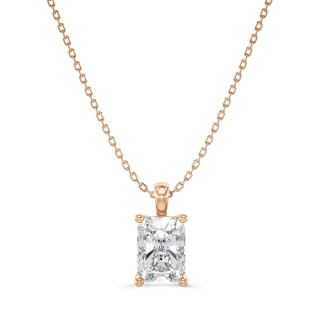 1.00 carat solitaire radiant cut diamond pendant in red gold