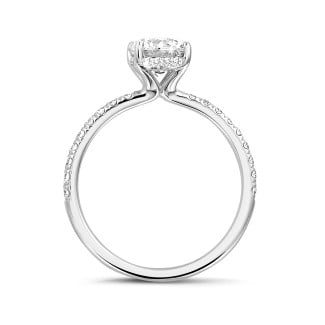 エンゲージリング - 1.00 carat solitaire diamond ring with hidden halo in white gold