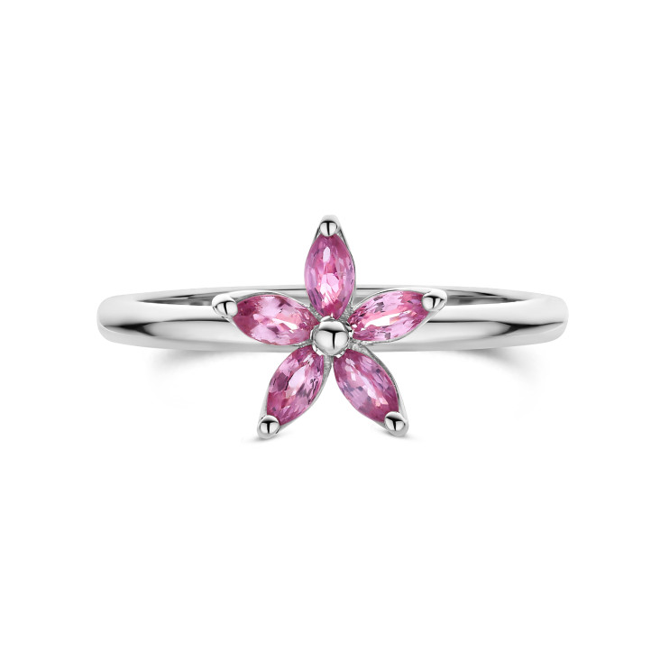 マーキースカット ピンクサファイア 花びら フラワーリング