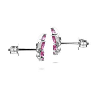 イヤリング - Butterfly Earrings with Marquise cut Pink Sapphire Wings in white gold