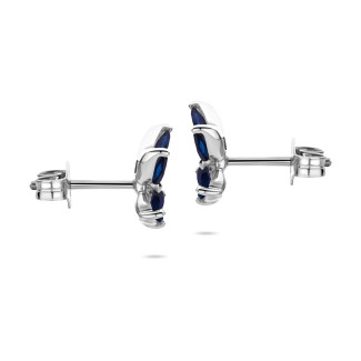 イヤリング - Butterfly Earrings with Marquise cut Blue Sapphire Wings in white gold