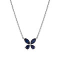 Butterfly Pendant with Marquise cut Blue Sapphire Wings in white gold