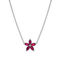 Flower Pendant with Marquise cut Red Ruby Petals in white gold