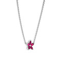 Flower Pendant with Marquise cut Red Ruby Petals in white gold