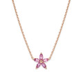 Flower Pendant with Marquise cut Pink Sapphire Petals in red gold
