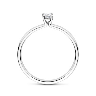 新商品 - 0.15 carat solitaire ring with a cushion cut diamond in white gold