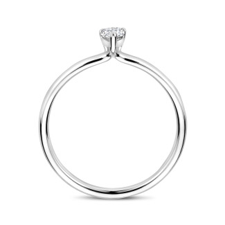 新商品 - 0.15 carat solitaire ring with a pear cut diamond in white gold
