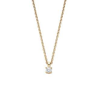 ネックレス - 0.15 carat solitaire pendant with a round cut diamond in yellow gold