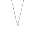 0.15 carat solitaire pendant with a princess cut diamond in white gold