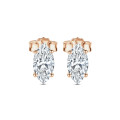 2.00 carat solitaire marquise cut diamond earrings in red gold
