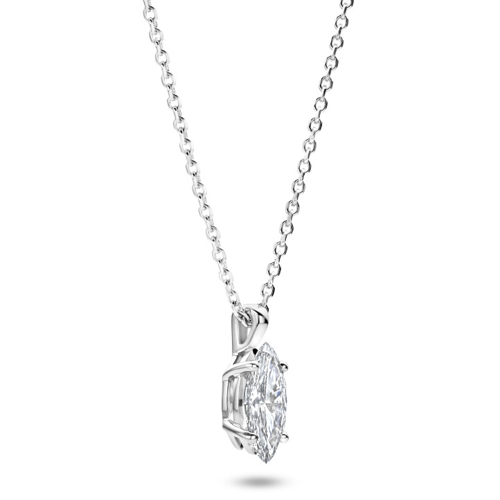 1.00 carat solitaire marquise cut diamond pendant in white gold
