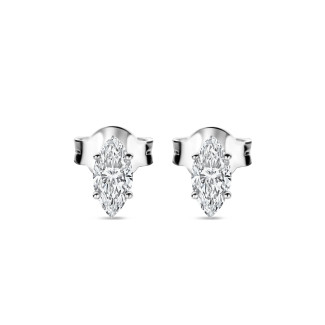 イヤリング - 0.30 carat solitaire earrings with marquise cut diamonds in white gold