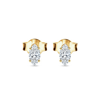 新商品 - 0.30 carat solitaire earrings with marquise cut diamonds in yellow gold