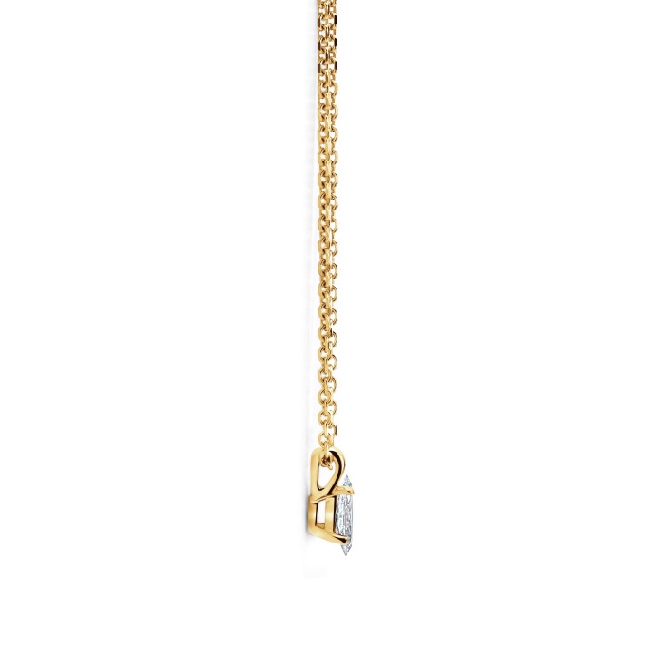 0.15 carat solitaire pendant with a marquise cut diamond in yellow gold
