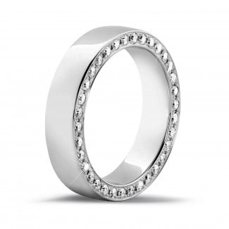 ブリリアント付き結婚指輪 - 0.70 カラットの小さなラウンドダイヤモンド付きホワイトゴールドエタニティリング