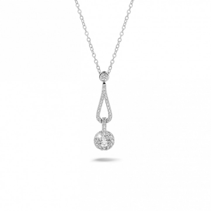 PT 0.45カラット ダイヤモンド ネックレス 0.45ct 18金ホワイトゴールドヘイローダイヤモンドペンダント - BAUNAT