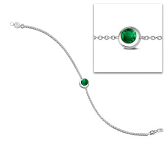 라운드 에메랄드 세팅 화이트 골드 새틀라이트 브레이슬릿