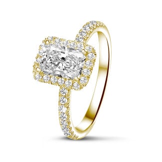 참여 - 1.00캐럿 솔리테어 헤일로 링, 옐로우 골드, 라운드 컷 다이아몬드, 00캐럿 솔리테어 헤일로 세팅