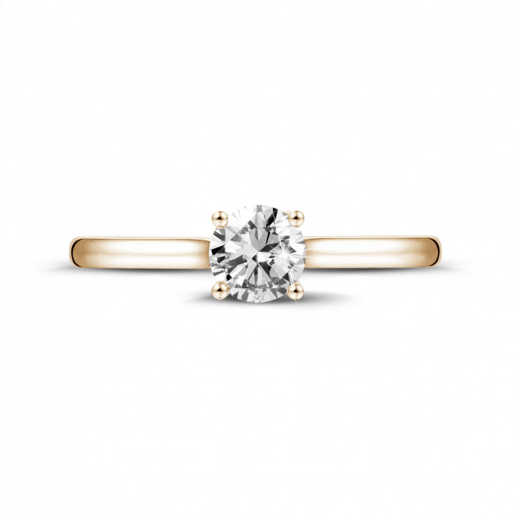0.50캐럿 솔리테어 링, 레드 골드, 라운드 다이아몬드와 네 개의 프롱 세팅