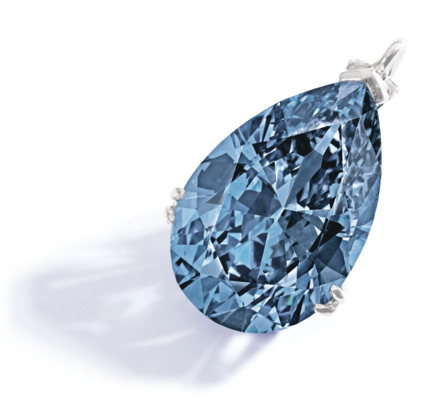 Ooit de duurste blauwe diamant: de Zoe diamond. Ook BAUNAT verhandelt gekleurde diamanten.
