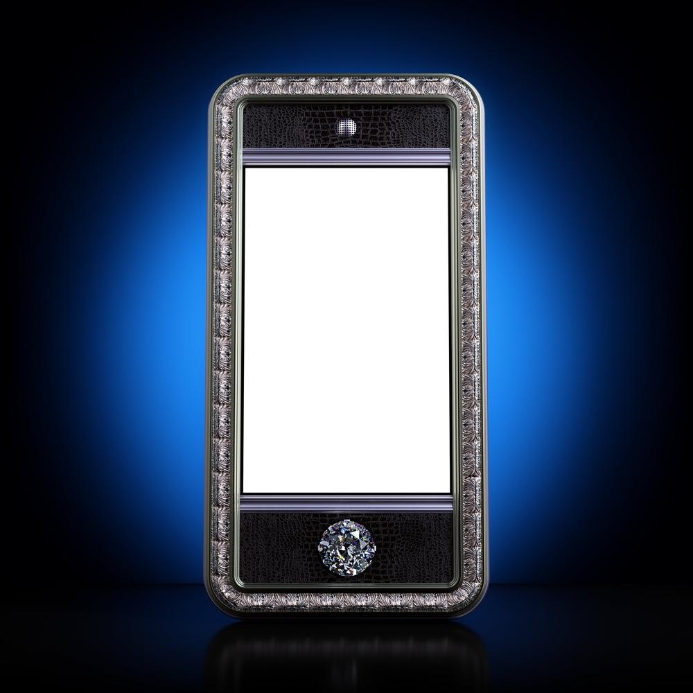 Een gouden smartphone versierd met diamanten. Van bij BAUNAT?