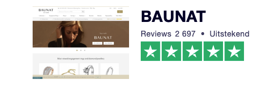Los clientes le dan a BAUNAT 5 el inicio de Trustpilot. Están satisfechos con la compra de su anillo de compromiso.