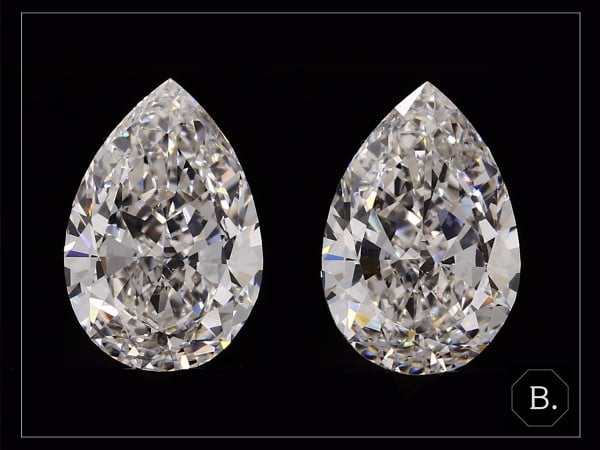 Ein Paar tropfenförmige Diamanten von BAUNAT - Diamanten für einen Anhänger oder eine Halskette in Tropfenform