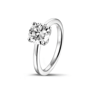 1.00 carat solitaire ring in white gold with round brilliant cut diamond