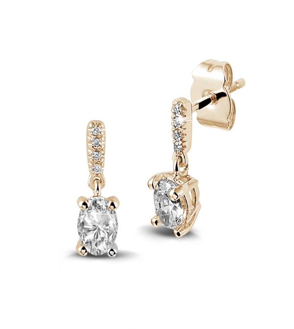 0.94 Karat Ohrringe aus Rotgold mit ovalen Diamanten