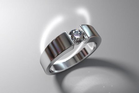Ein Diamantring in einer schwebenden Spannfassung, der den Diamanten fest umschließt und so ein optisches Meisterwerk schafft