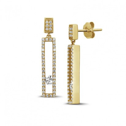 Boucles d'oreilles en or jaune de 0,55 carat avec diamants ronds flottants