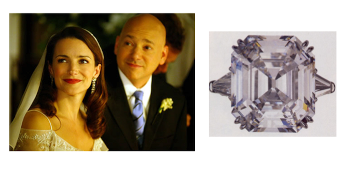 atemberaubender 3-karätiger Verlobungsring aus Asscher mit Diamanten in Pavé-Fassung von Charlotte in Sex and the City
