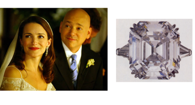 atemberaubender 3-karätiger Verlobungsring aus Asscher mit Diamanten in Pavé-Fassung von Charlotte in Sex and the City