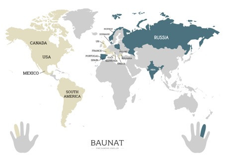 una mappa che mostra la mano e il dito su cui viene indossata la fede nuziale in tutto il mondo